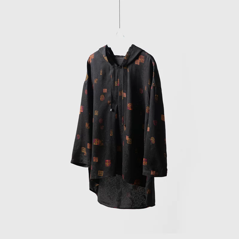 Шелковая футболка с длинными рукавами, худи, oversize