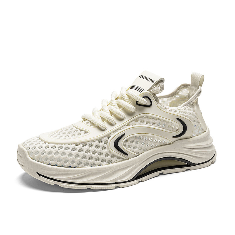Zapatos deportivos casuales verano para hombres 2025 nuevos zapatos huecos de malla para hombres zapatos de malla grande para hombres aumentados en 45 tallas grandes