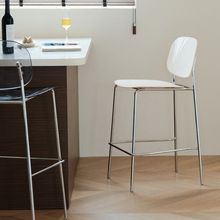 北欧透明亚克力吧椅家用铁艺高脚吧凳现代简约酒吧吧椅电镀银色腿