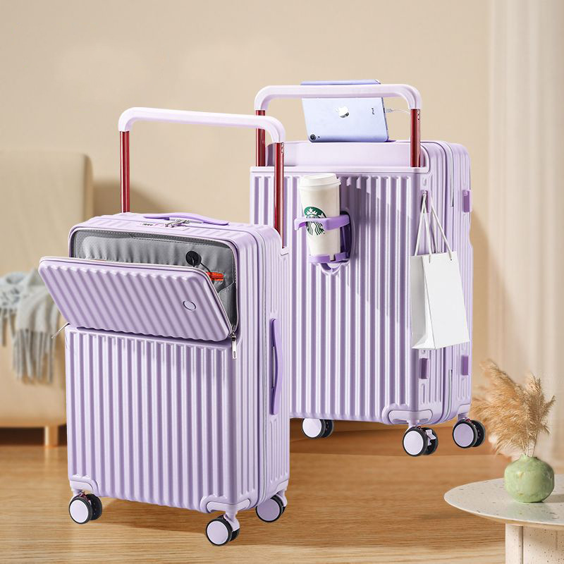 2025 marco de aluminio para equipaje, apertura frontal, caja de contraseña de varilla de tracción multifuncional de gran capacidad, rueda silenciosa para estudiantes, rueda amortiguadora