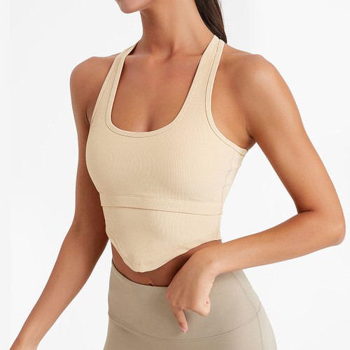 U-shaped sports vest yoga fitness wear female beauty back high elastic underwear slim outer wear fitness top with chest pad
