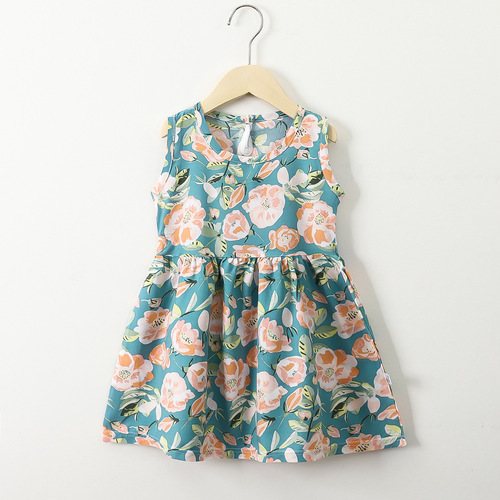 Children's summer dress for girls, cotton silk dress, baby princess dress, camisole dress, baby clothing.