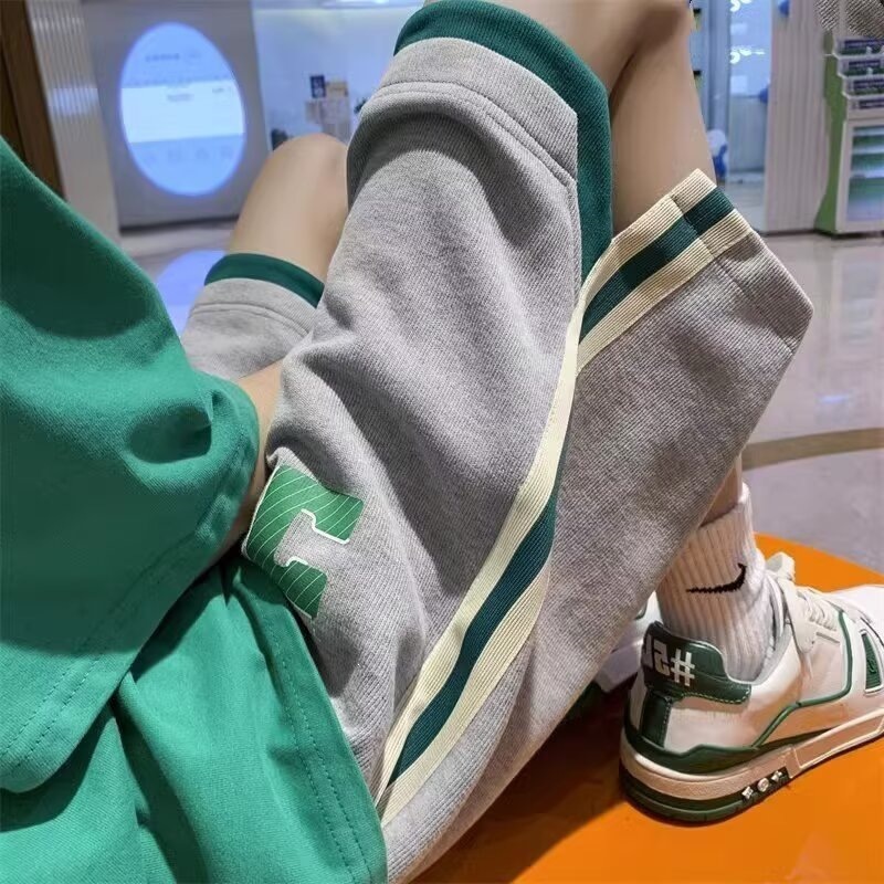 条纹运动休闲短裤男夏季潮流青少年卫裤美式篮球宽松潮牌五分裤子