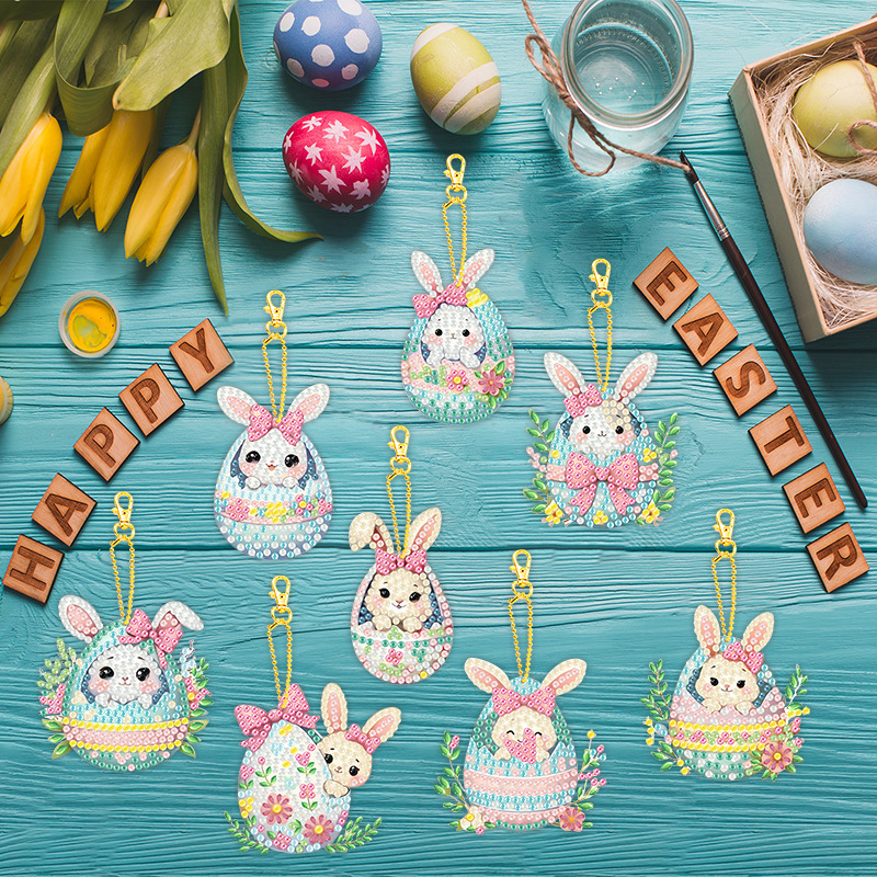 Diamond painting keychain DIY series double-sided drill rabbit style girls bag pendant in stock wholesale