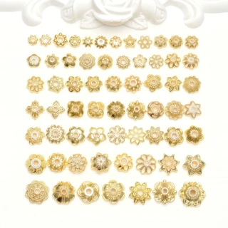14k/18K包金色保色花托 镂空花瓣 diy手链品配件隔珠串珠花帽材料
