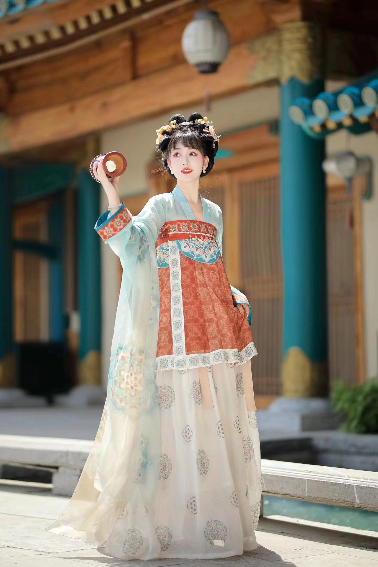 Original Nafengzhiyi Fairy-Touch Tang-Style Floor-Length Cheongsam with Modified Hanfu Dress, Chinese Style Ancient Costume Set for Spring and Summer