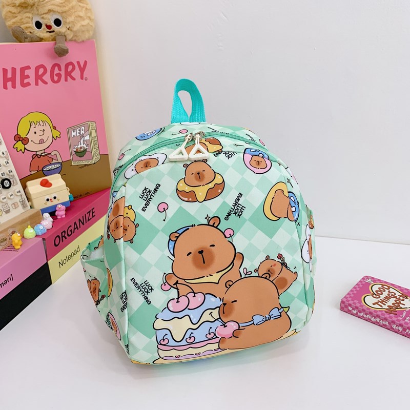 Mochila de dibujos animados para bebés lindos Mochila para niños y niñas con estampado Kapibala Mochila para niños y niñas