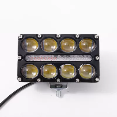 Front Car Light, Modified Car – Motorcycle headlights, headlights - single-pack-includes-screw-mount-three-rows-of-spotlights-with-8-beads-yellow-white-red-and-blue