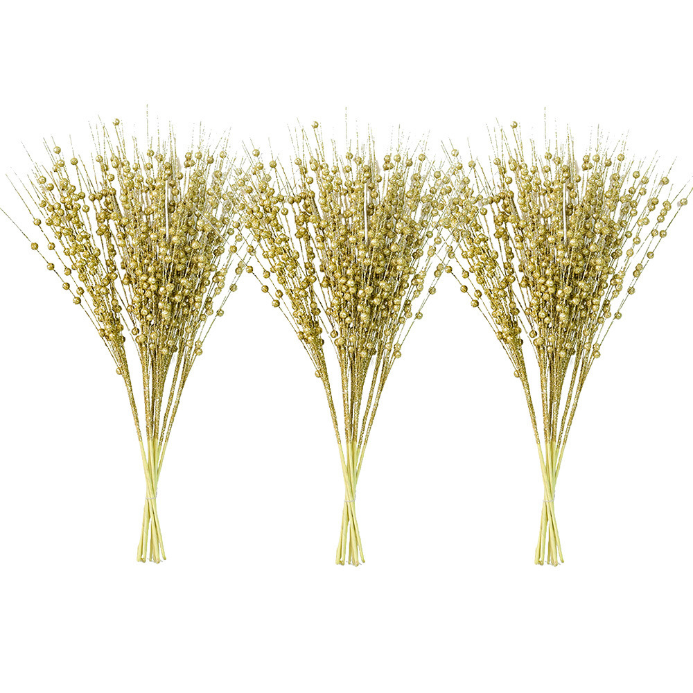 Christmas decoration gifts Christmas tree wreath rattan DIY decoration accessories gold powder sequins simulation berry bunches