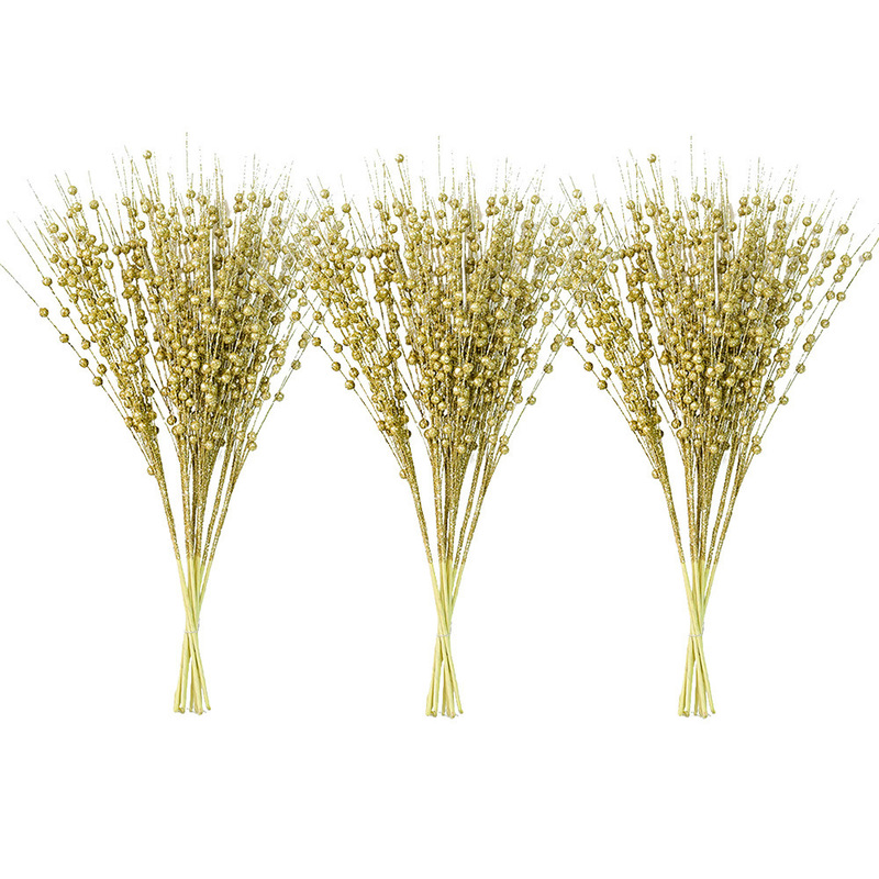 Christmas decoration gifts Christmas tree wreath rattan DIY decoration accessories gold powder sequins simulation berry bunches