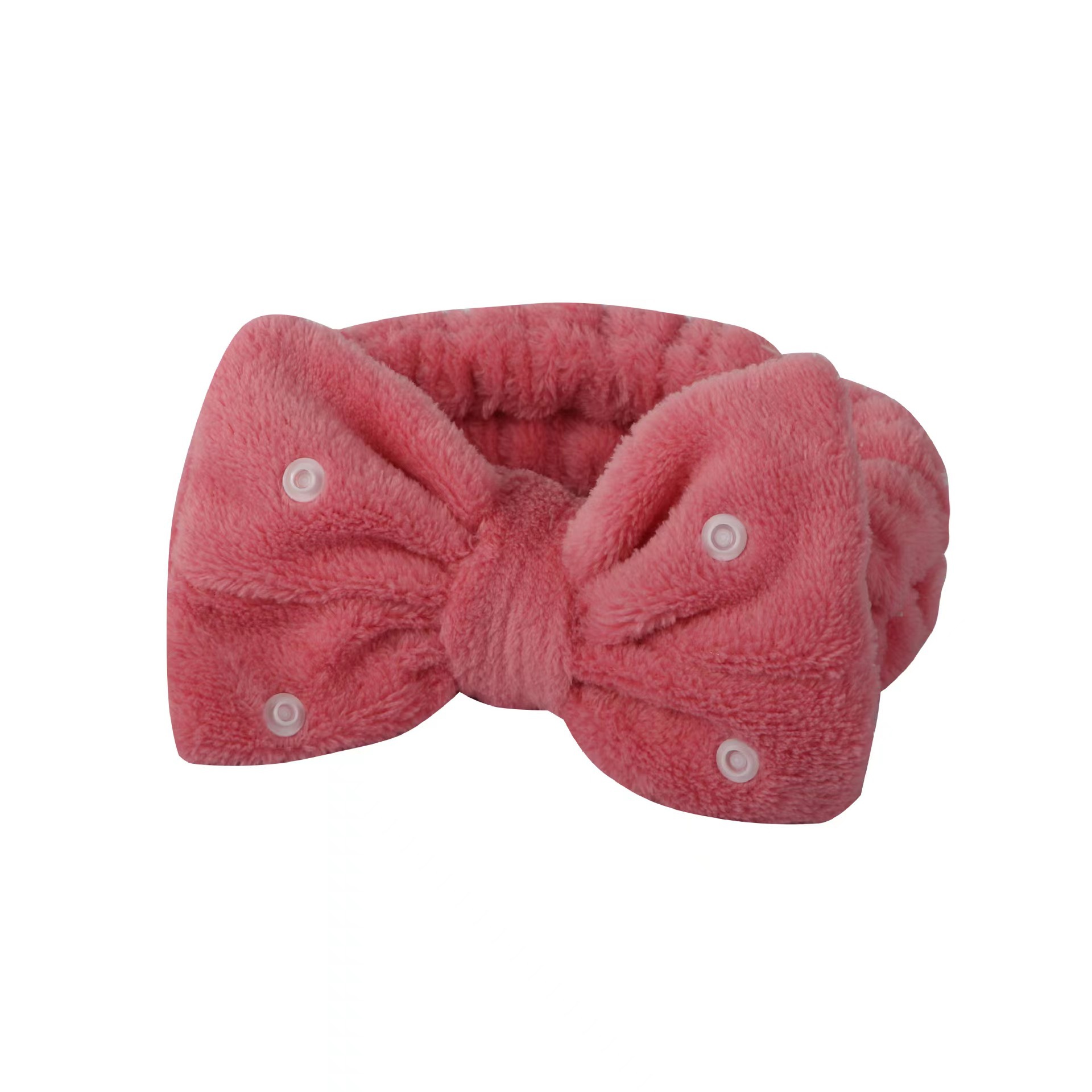 Nueva banda de pelo de estilo coreano para niñas lavado facial removedor de maquillaje multifuncional botón a presión pajarita pelo Color sólido