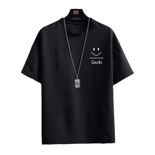 Summer New Plus Size Loose Chilled Ice Silk Thin Breathable Cool Feeling T-shirt for Middle-aged and Youth Casual Short-sleeve Men's Top