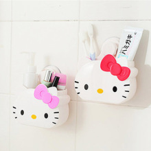 卡通凯蒂猫可爱儿童挂牙刷架吸壁式卫生间家用简约置物架免打孔