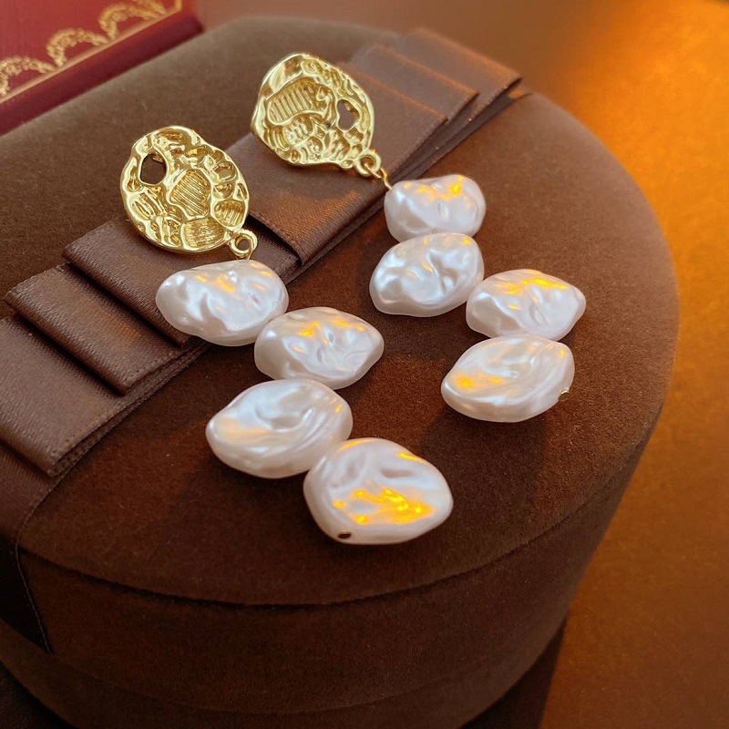 Pendientes de perla de diamantes con aguja de plata de súper hada, pendientes de borla de flores, pendientes de moda francesa, pendientes de nicho para mujer, lujo ligero, sentido de alta gama