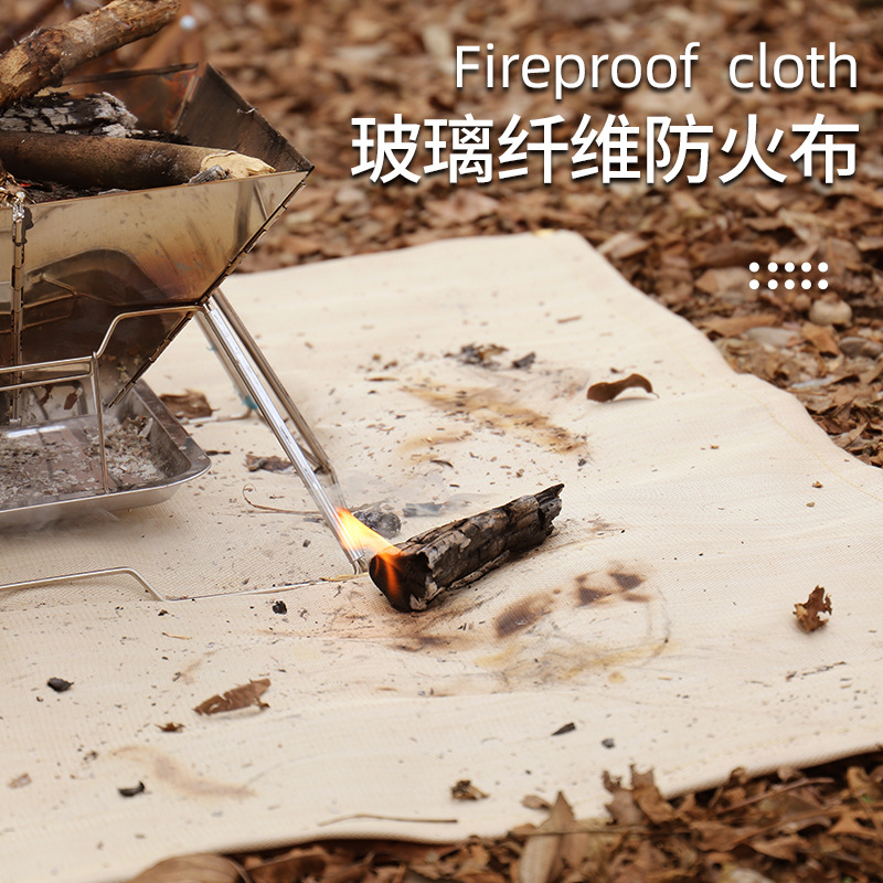 Outdoor Camping Fireproof Blanket, Bonfire BBQ Heat Insulating Mat, Flame Retardant High Temperature Fire Extinguishing Blanket, Glass Fiber Flame Retardant Fabric