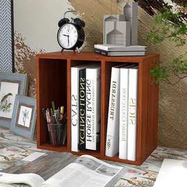 创意复古风木质桌面书架桌面置物架收纳柜文具书籍收纳小书柜批发