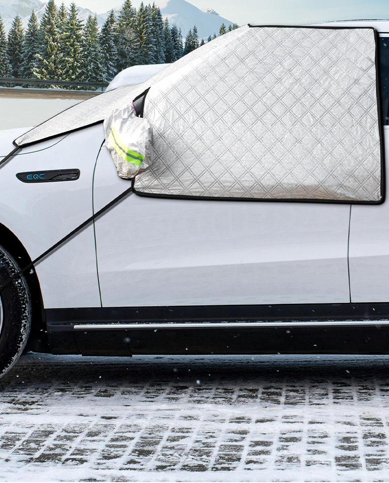Car Snow Cover, Anti-Frost Cover, Winter Thickened Snow Cover, Front Glass Car Cover, Half Cover, Magnetic Sunshade