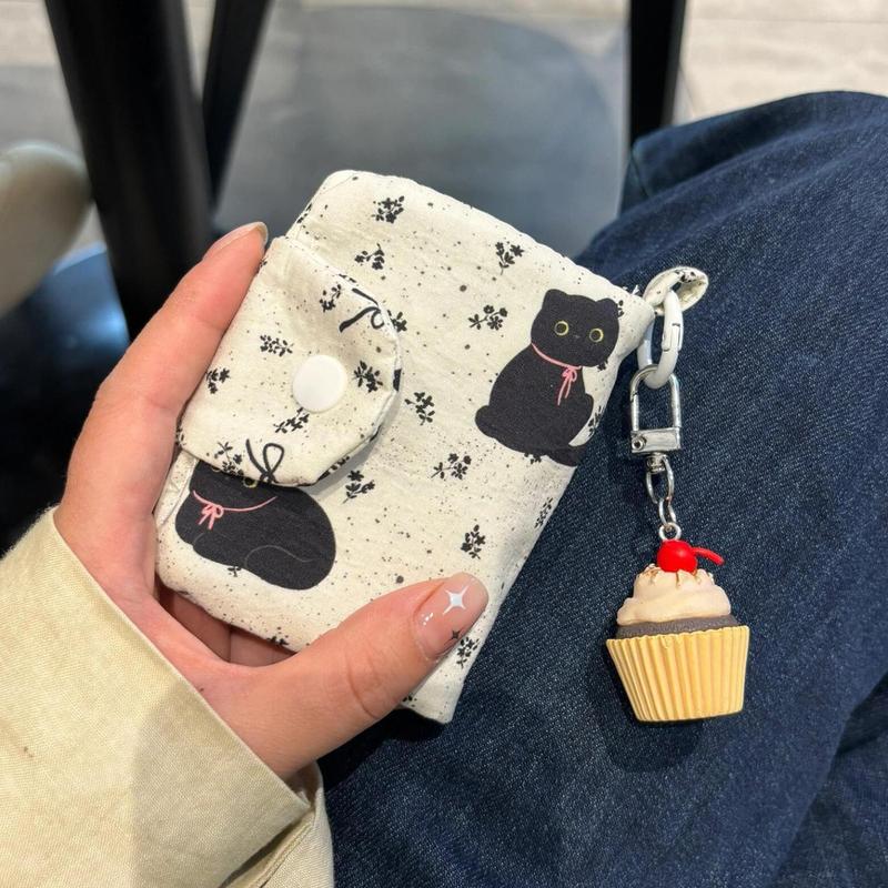 新品可爱い猫多层収纳カードケースストラップ可小銭入れズックイヤホンバッグウォークマンバッグ证カバー男|undefined