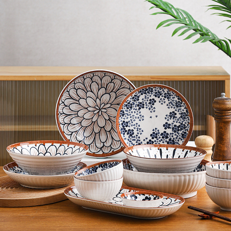 Plato de cerámica japonesa de bambú trenzado, platos y platos, platos y platos, platos y platos, platos y platos. image 1