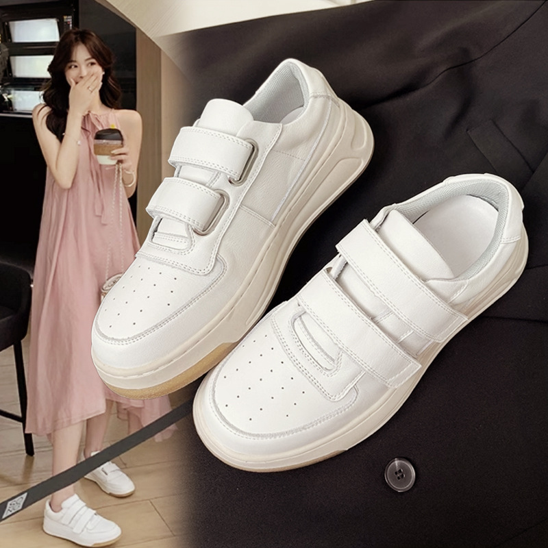 Wool Platform Shoes Ouyang Shoes Nana Velcro Genuine Leather White Shoes Top Layer Cowhide Women's Shoes Increased Casual Fashion Wool Platform Shoes Ouyang Shoes Nana Velcro Genuine Leather White Shoes Top Layer Cowhide Women's Shoes Increased Casual Fashion