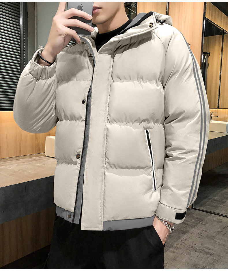 Giubbotto imbottito da uomo con cappuccio a righe giacca calda_voghion.com
