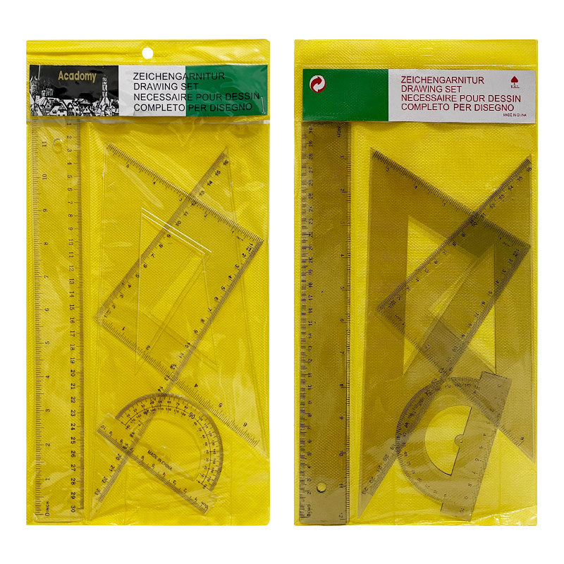 30CM cubierta transparente de color marrón triángulo de medición de dibujo de estudiantes regla de medición de color marrón material transparente al por mayor