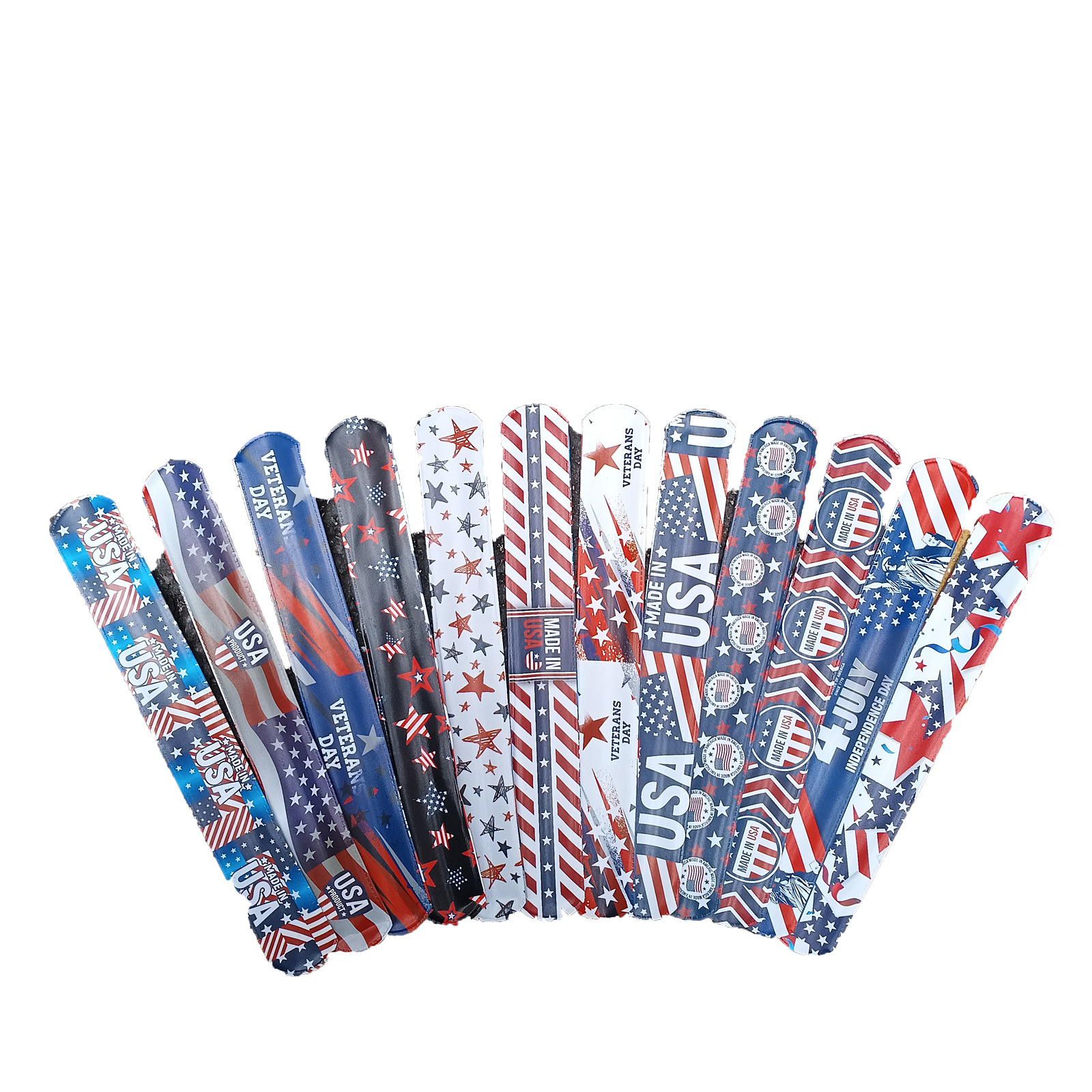 Día DE LA Independencia de América pop anillo pulsera de PVC estrella rayas bandera raqueta pulsera bandera decorativa correa de muñeca