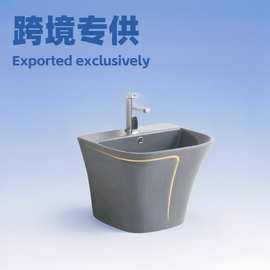彩色旗袍挂式陶瓷洗脸盆南非洲东南亚中东一体挂盆Wall hungBasin
