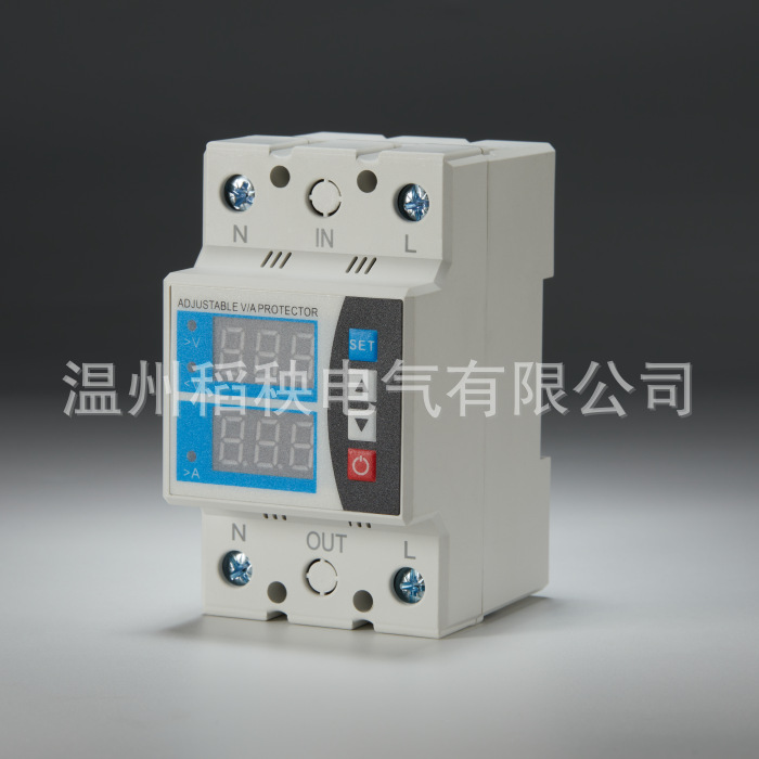 自复式过欠压220V限电流保护器可调双显示自动复位开关80/100A