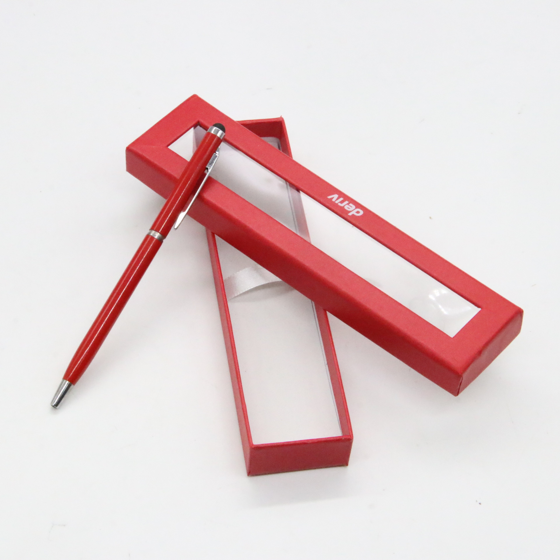 Bolígrafo rojo traje de regalo metal firma pluma pantalla táctil firma pluma regalo pluma caja de regalo negocio