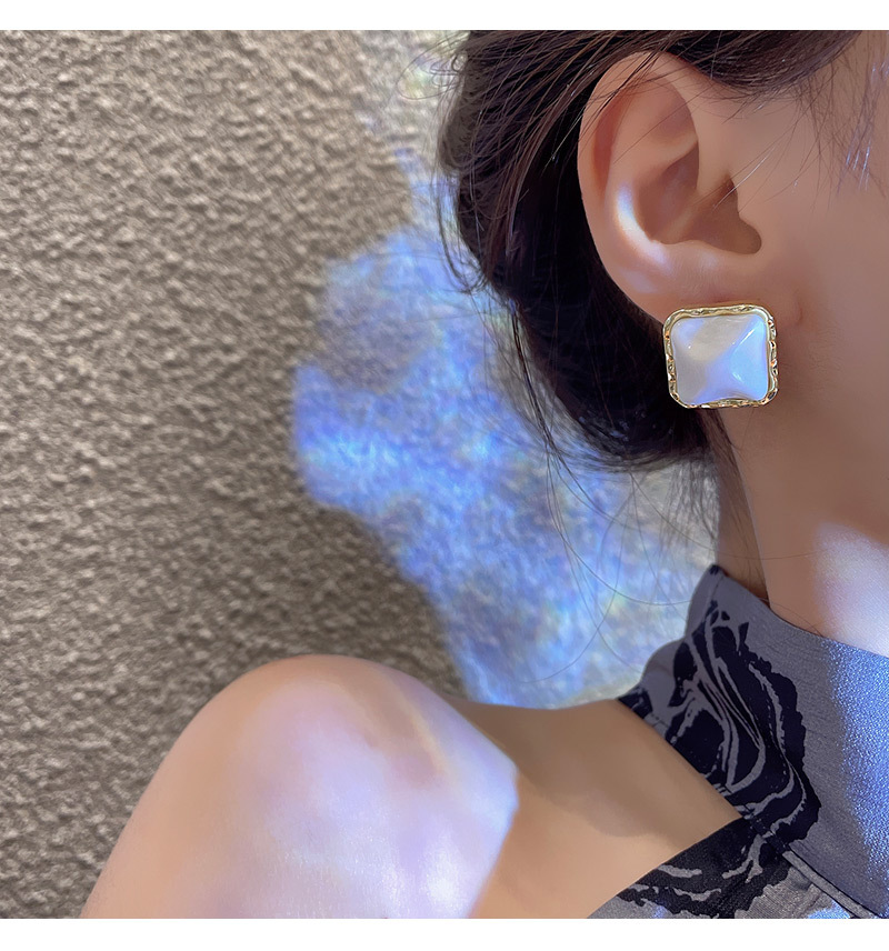 Fashion geometric square resin alloy earrings