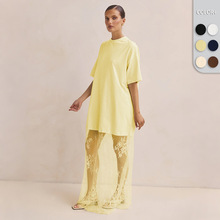 连衣裙2025新款宽松透视蕾丝t恤长款欧美女装优雅气质高级感裙子