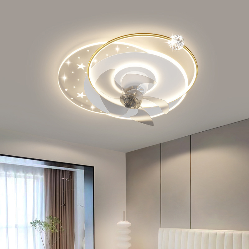 Luz de lujo moderno dormitorio comedor estudio ventilador invisible luz LED oro cuadrado todo en ventilador luz de techo