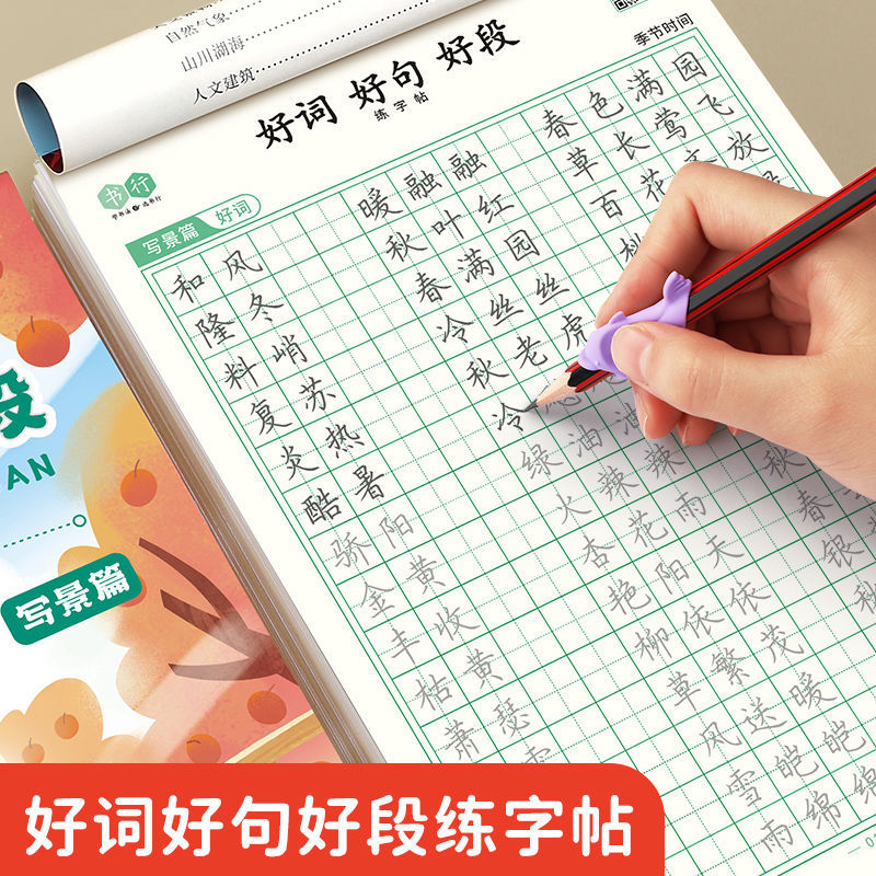 Collection of Excellent Sentences, Paragraphs, and Chinese Character Practice Books for First to Third Graders (Upper and Lower Semesters)