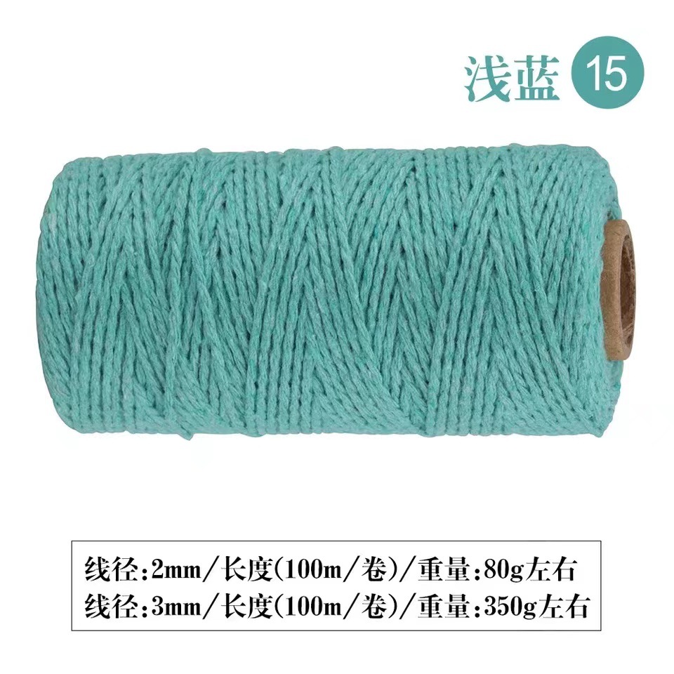 Fábrica al por mayor de 2mm color gancho bolsa tejida a mano DIY etiqueta de color hilo de algodón cuerda de encuadernación