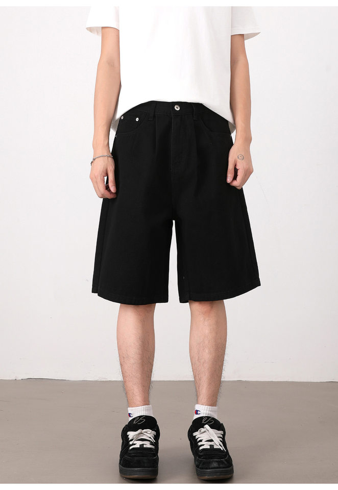Quần short nam dáng rộng ống đứng, quần lửng phong cách Hàn Quốc, mặc hằng ngày — Màu be, Màu kaki, Màu nâu cà phê, Xanh Pháp Công chi tiết 13