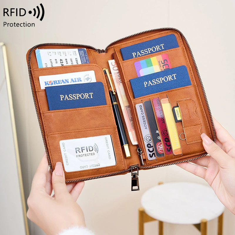 Кошелёк-паспорт RFID-защита, универсальный органайзер на молнии, сумка для путешествий