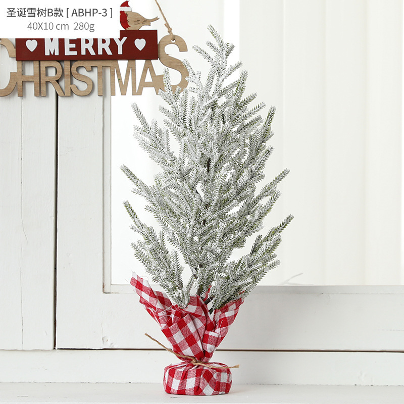 Nuevo mini árbol de Navidad de escritorio flocado árbol de nieve de Navidad envuelto escena decoración al por mayor