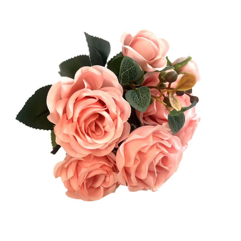 Норвежский( Nordic 9 heads Kabuccino Rose) симуляция цветка набор тёплый осень ретро - старое молочное кофе