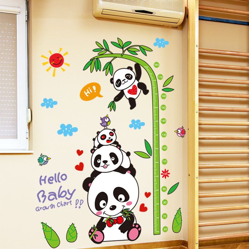 卡通动物墙纸房幼儿园宝宝贴纸贴墙贴画儿童身高装饰品测量自粘