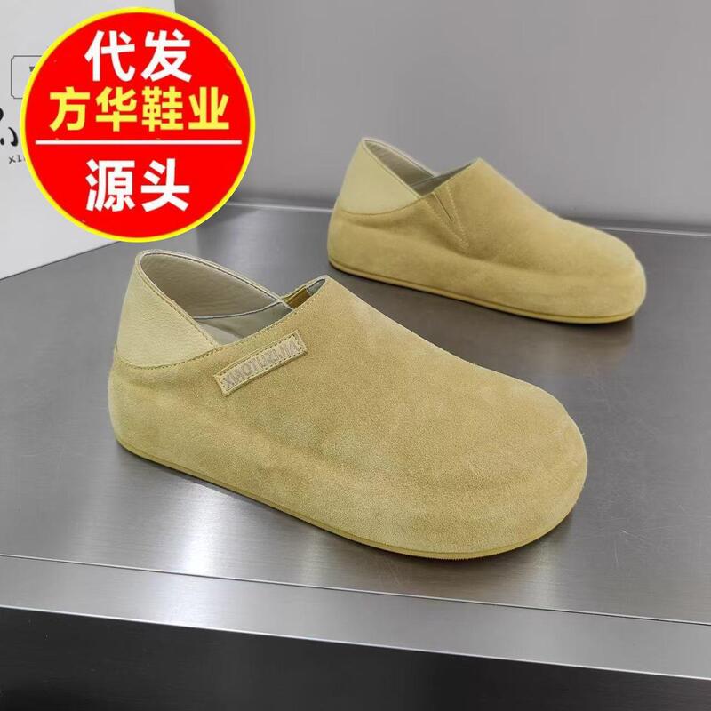 Fanghua Shoes 2026 Spring New Retro Versatile Birkenstock-Style Flat Comfortable Suede Casual Slip-On Shoes