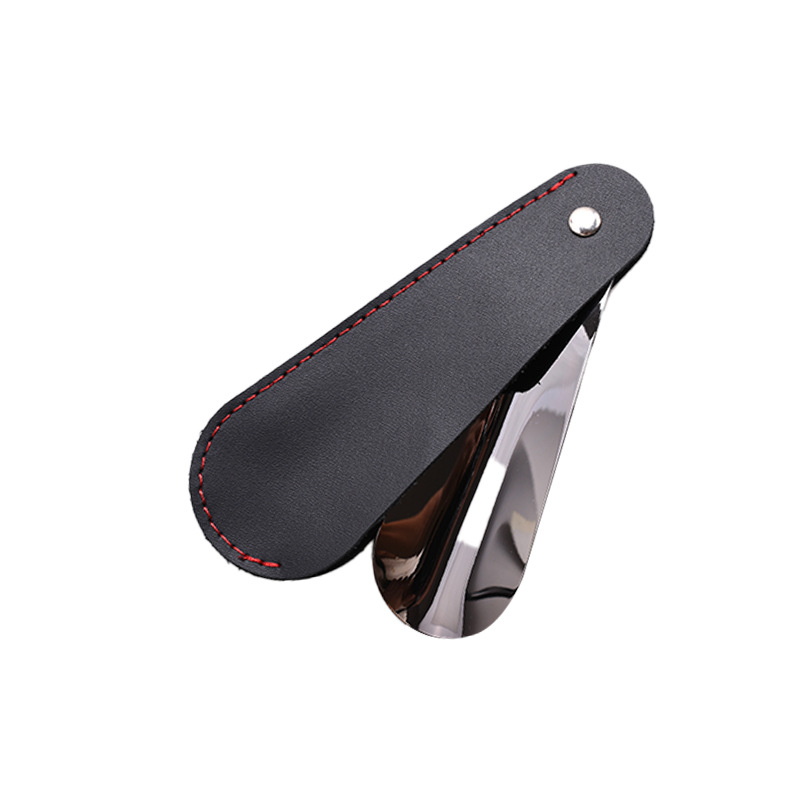Calzador de Zapatos de Cuero, Estuche Portátil de Cuero, Herramienta Unisex para Ponerse Zapatos