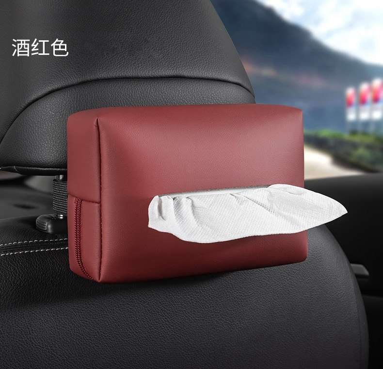 Car Tissue Box Strap-Type Car Tissue Bag Seat Back Armrest Box Car Tissue Box Cover Car Supplies