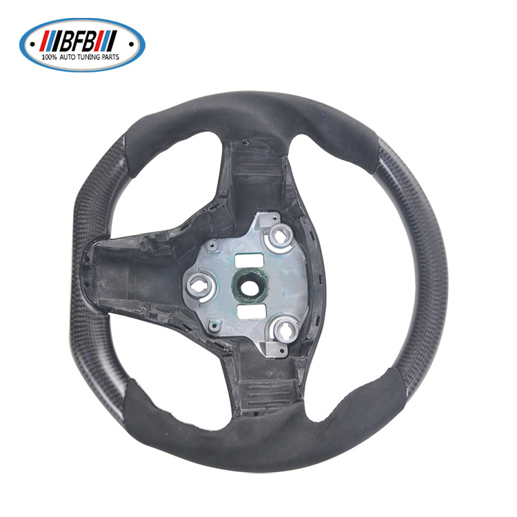 100% Real Carbon Fiber Matte Black Steering Wheel with Black Stitching and Suede - For Tesla Model 3 Y - Modification