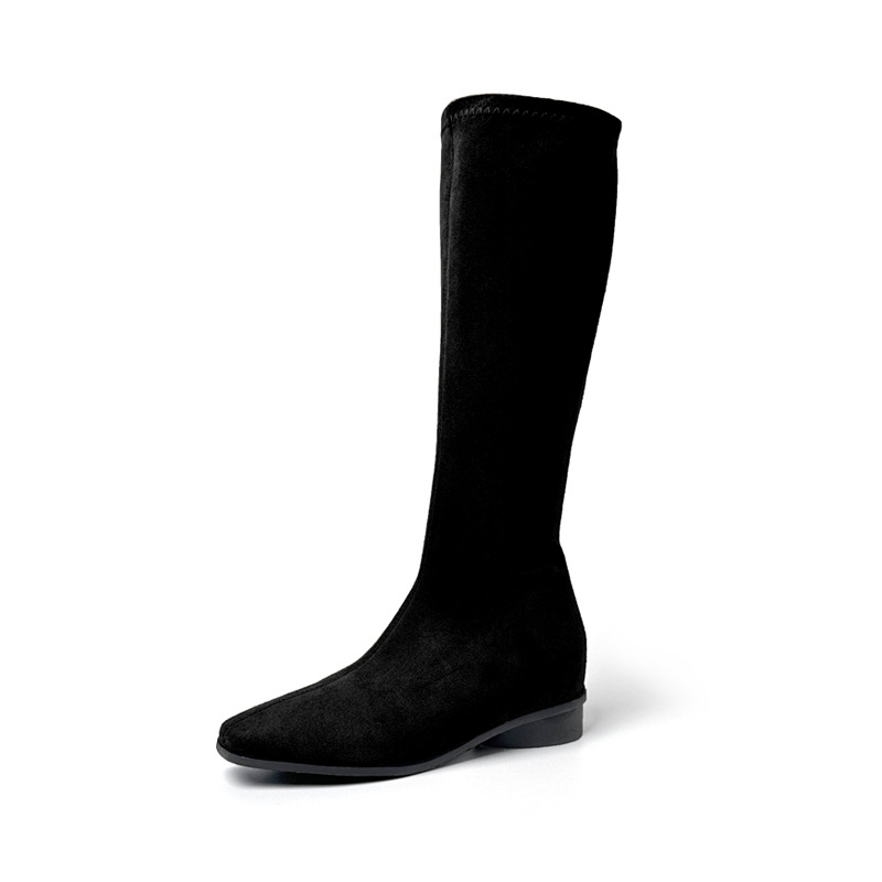 Botas Altas de Caballero para Mujer de 6 cm Microfibra Térmico Tacón Grueso para Uso Diario