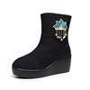 7728-C1 new ethnic wind embroidery boots 6.5 cm high-heeled cloth boots autumn and winter ancient wind cotton boots