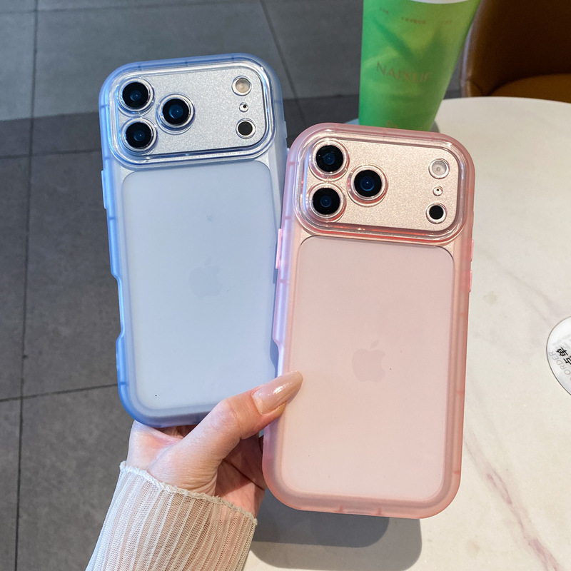 Ins Transparent Solid Color Phone Case Iphone17 All-Inclusive New Model Iphone16Pro15 Trendy for Men and Women 18