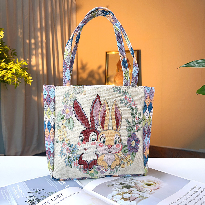 菱形キャンバスバッグ両面ゴールド刺繍ファッションハンドバッグデイリーポータブルハンドバッグ仕事弁当ハンドバッグ|undefined