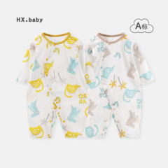 嬰兒夏季純棉連體衣寶寶圓領輕薄透氣哈衣初生兒爬爬服