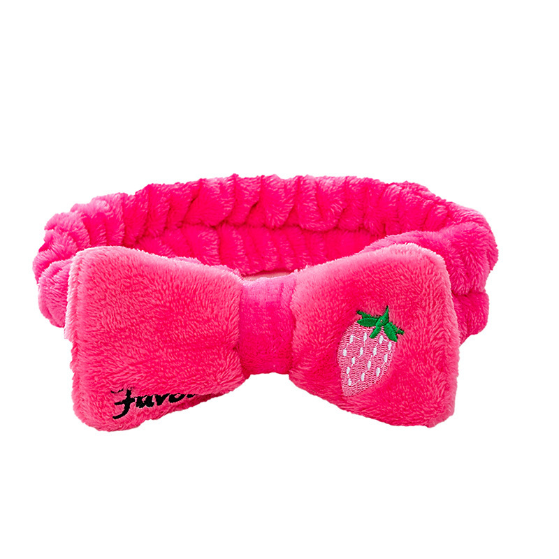 [Pequeña venta al por mayor] lavado de cara máscara de maquillaje de todo fósforo Linda fresa bordado arco banda de pelo